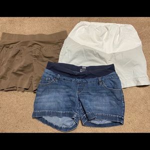 Bundle of three maternity shorts khaki denim